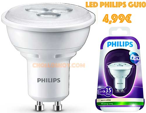 Bombilla LED Philips 929001115301 GU10 Luz Cálida, bombillas led barata philips en amazon, ahorra luz con bomibllas led en amazon, ahorrar luz con bombillas led philips,