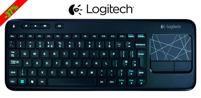 ¡Chollo! Teclado Inalámbrico con TouchPad Logitech K400 barato 25 euros. 37% Descuento