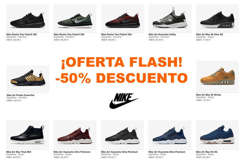 Oferta Flash Nike -50% Descuento ¡Sólo 48 Horas!