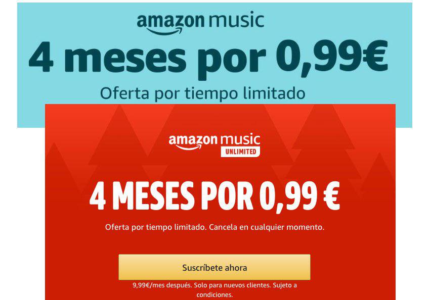 4 Meses Amazon Music Unlimited sólo 0,99€